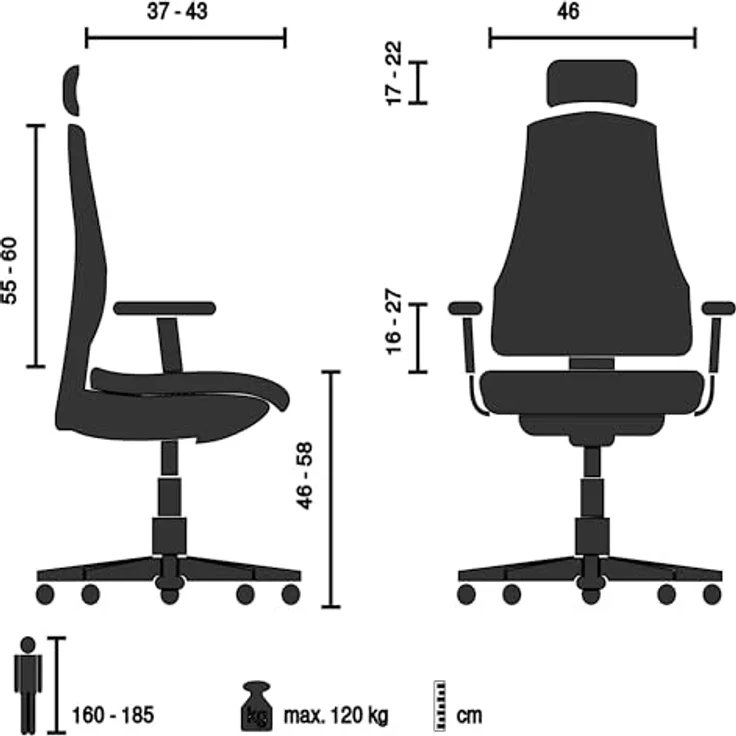 hjh OFFICE Bürostuhl ergonomisch ERGOHUMAN Ultra L GEN2 Originales Design, Bürosessel mit Flexibler Lendenwirbelstütze, Leder, Burgunderrot – Bild 3