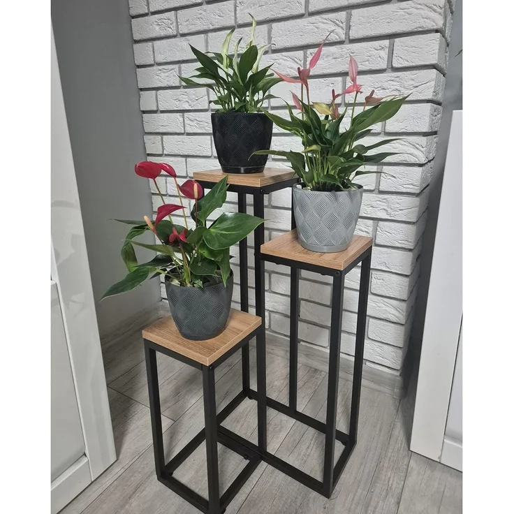 Ruhhy Ablageregal Blumenregal Standblumenständer, Spar-Set 3-tlg, Bietet Platz für drei Pflanzen in unterschiedlichen Höhen – Bild 5