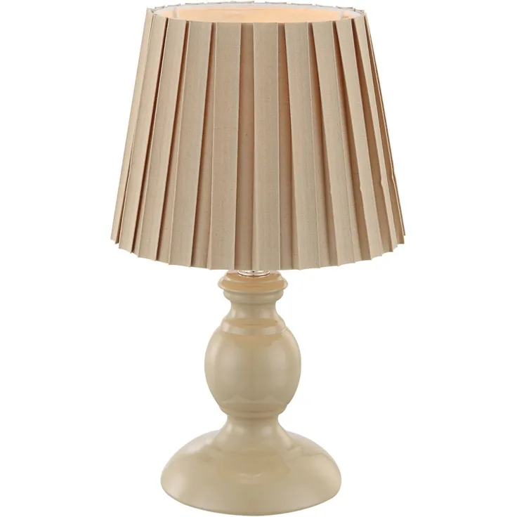 Tischlampe, Metall, Stoffschirm, sandfärbig