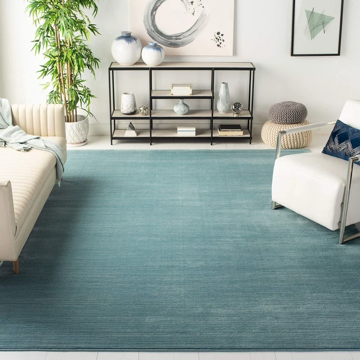 SAFAVIEH Modern Teppich für Wohnzimmer, Esszimmer, Schlafzimmer - Vision Collection, Kurzer Flor, Aqua, 244 X 305 cm
