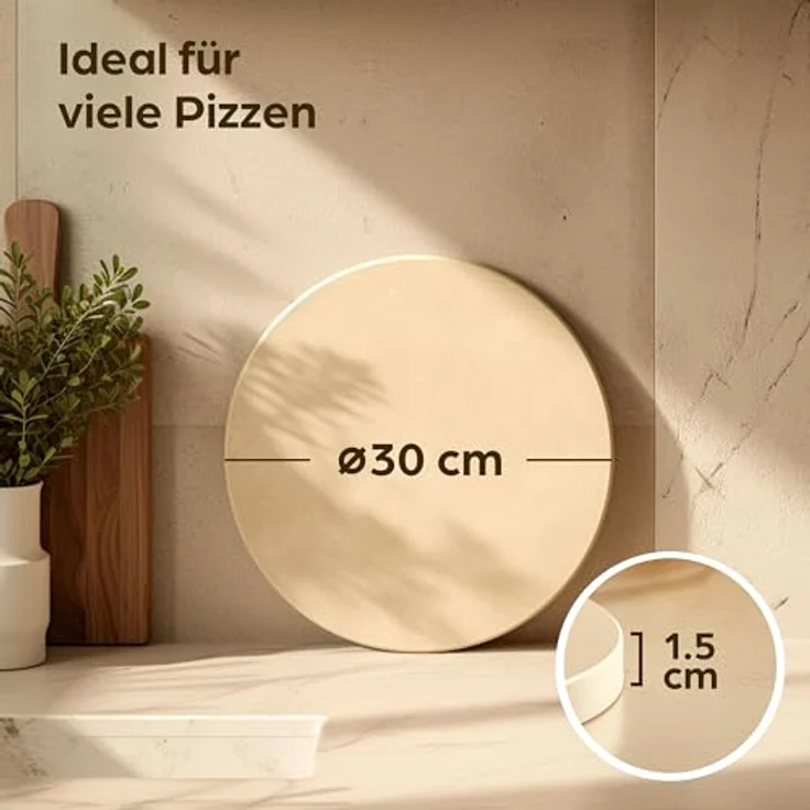 Praknu Pizzastein Pizzastein Rund 30 cm für Grill und Backofen - Für knusprigen Boden, Cordierit, (1-St), Für Knusprigen Boden - bis 900 °C - Wärme Speichernd – Bild 7