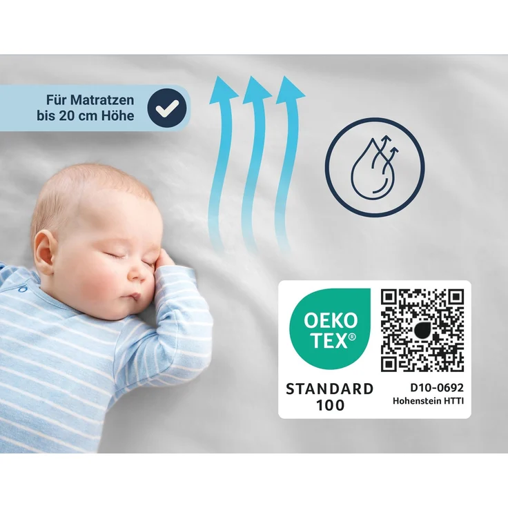 Traumhaft gut schlafen Spannbetttuch für Kinder, 100% Baumwolle, 70x140 cm, versch. Farben, Farbe: Hellgrau, Größe: 70 x 140 cm – Bild 3