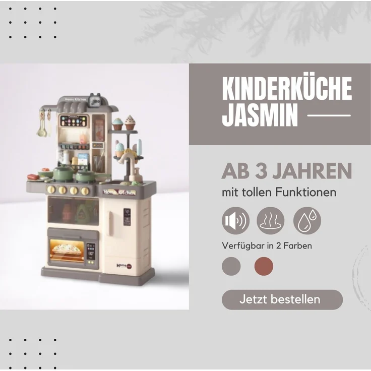 Coemo Kinderküche Jasmin Spielküche mit viel Zubehör Farbe Grau – Bild 7