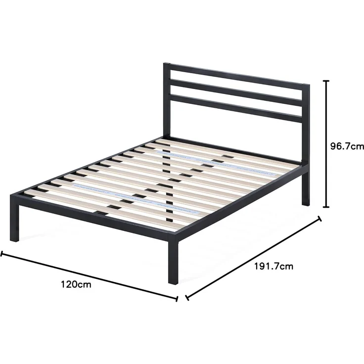 Zinus Mia Bett 120x190 cm – Bettgestell 35,5 cm Höhe mit Stauraum unter dem Bett – Metallbett mit Kopfteil – Schwarz – Bild 8