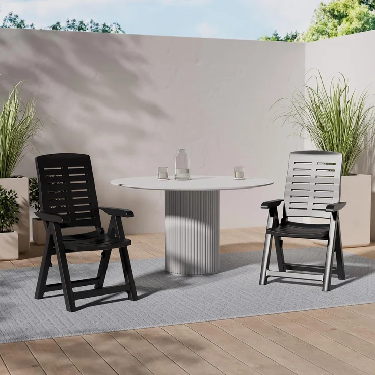 Progarden Gartenstuhl Hochlehner Klappstuhl Kunststoff Terrasse Balkon Schwarz (1 St), 1 Person, Wetterfest, Klappbar, leicht zu verstauen – Bild 2