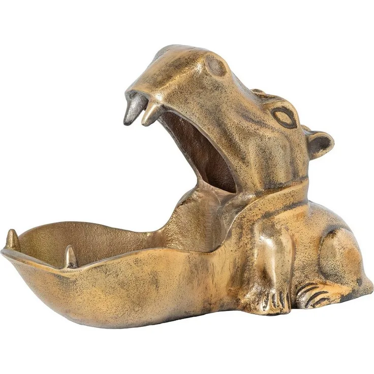 riess-ambiente Dekoschale HIPPO 30cm messing gold · Schmuckschale aus Metall im Tier-Design (Einzelartikel, 1 St), afrikanischer Nilpferd-Look · handmade · Schlüsselschale · Accessoire