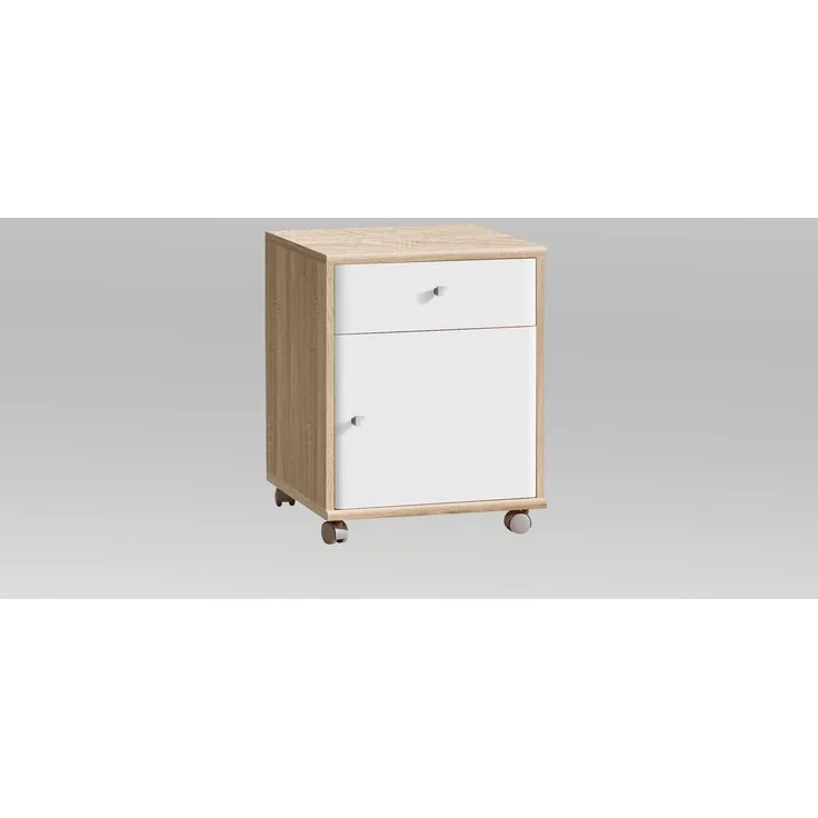 Forte Rollcontainer Bürokommode Eike Optik: Sonoma Eiche / Weiß, Natur 42,5x45x53,5 cm
