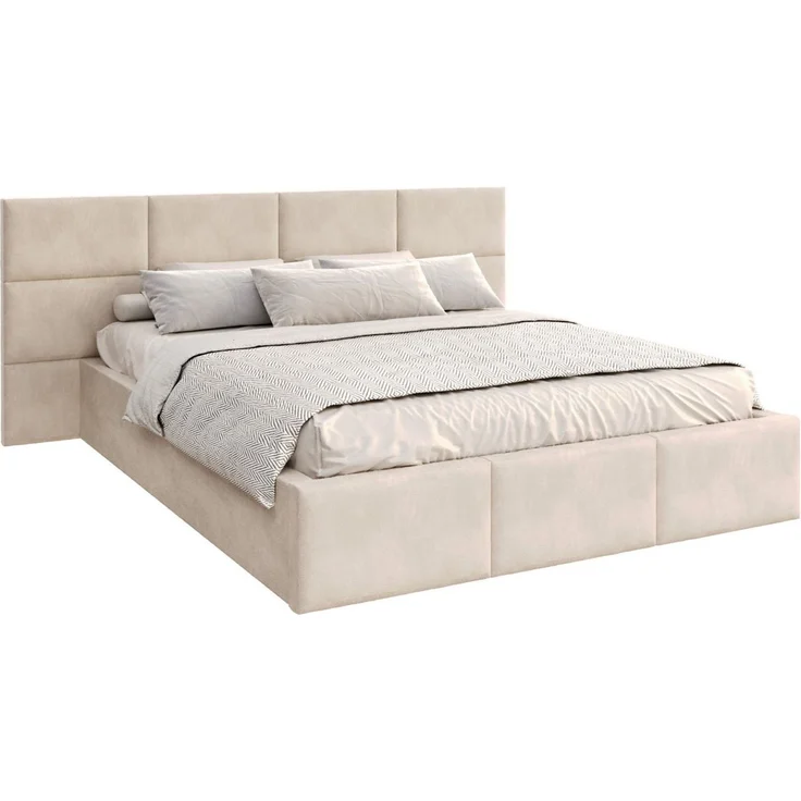 FDM Polsterbett DORIS Bettgestell 90x200, 120x200, 140x200, 160x200, 180x200 (verfügbar 90x200 120x200 140x200 160x200 180x200cm, Bettrahmen, Bett, mit großen gepolsterten Kopfteil, mit Bettkasten zum aufklappen), Hebbarer Metallrahmen, Bettkasten, ohn... – Bild 1