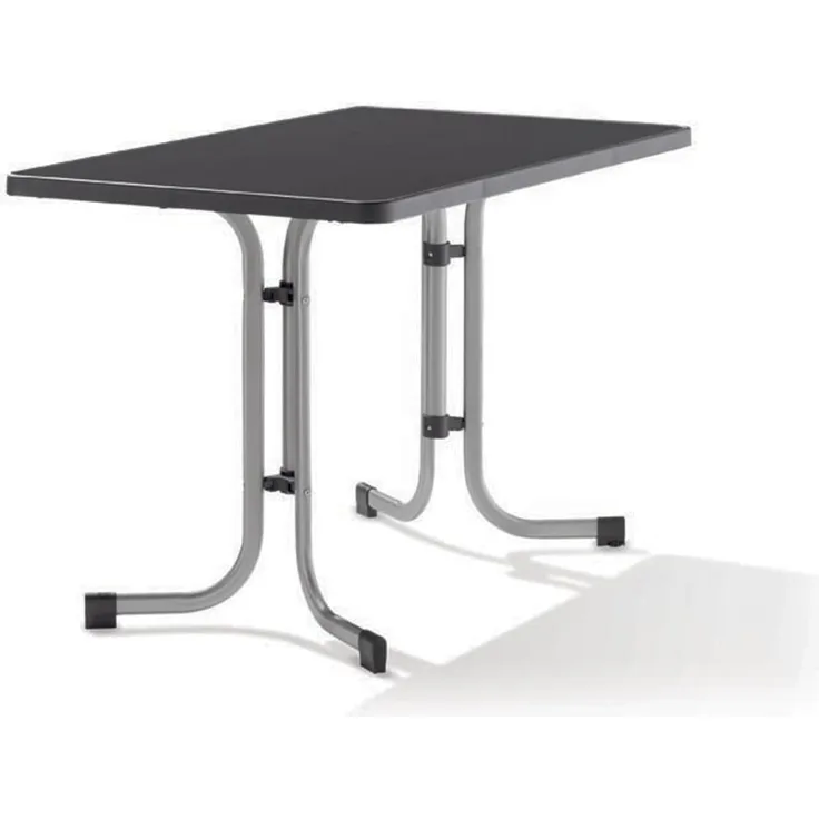 Sieger 233/A Boulevard-Klapptisch mit mecalit-Pro-Platte 115x70 cm, Stahlrohrgestell graphit, Tischplatte Schieferdekor anthrazit