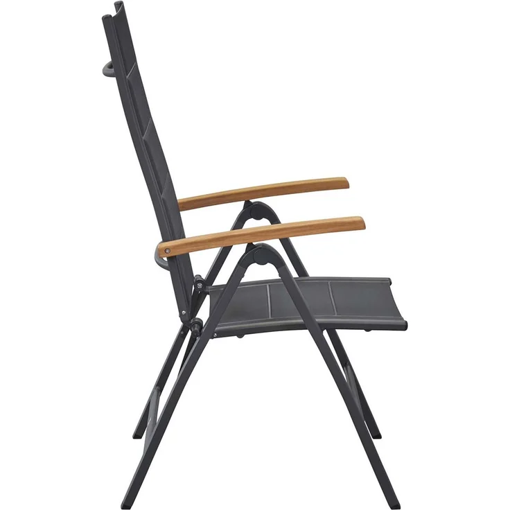 UNICAMO Klappstuhl, mit Teak Armlehnen, Sitz & Rückenlehne Textil – Bild 5