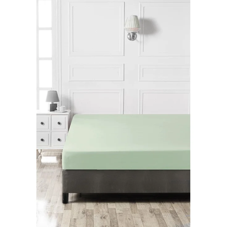 L'essentiel Maison 'Light Green' Ranforce Spannbettlaken Double XL (FR) (IT) (ES) (DE), Hellgrün, 200+30 x 140 cm – Bild 3