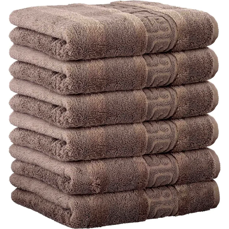 CAWÖ Gästetuch, 6er Pack - C Noblesse, Walkfrottier, Baumwolle Walnuss 30x50cm