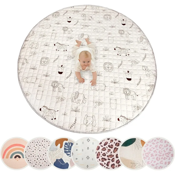 Krabbeldecke für Baby 1,5m, Krabbelmatte, Spielmatte mit Rutschfester Unterseite, Hakuna Matte