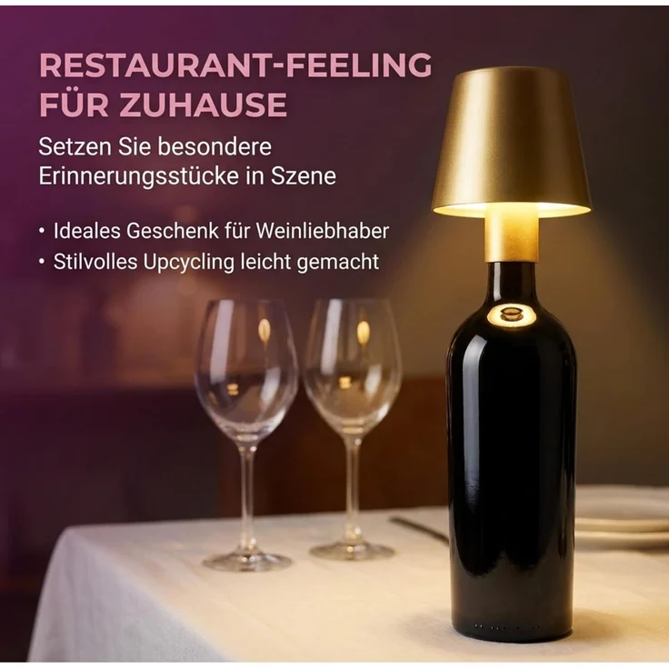 AddLiving LED Flaschenleuchte Gold – Bild 7