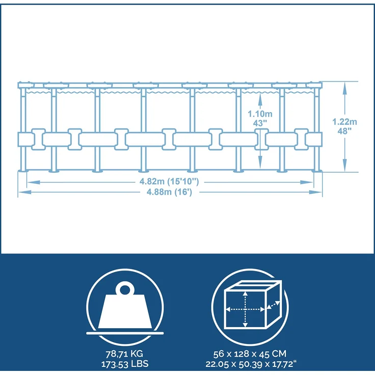Bestway® Steel Pro MAX™ Ersatz Frame Pool ohne Zubehör Ø 488 x 122 cm, Steinwand-Optik (Cremegrau), rund, Steinoptik – Bild 8