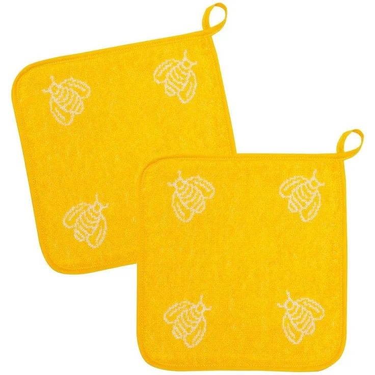 Kracht Topflappen Bienen, (2-tlg, 2-teilig), 2er Set Topflappen, Baumwoll Frottier, ca. 22x22 cm – Bild 3