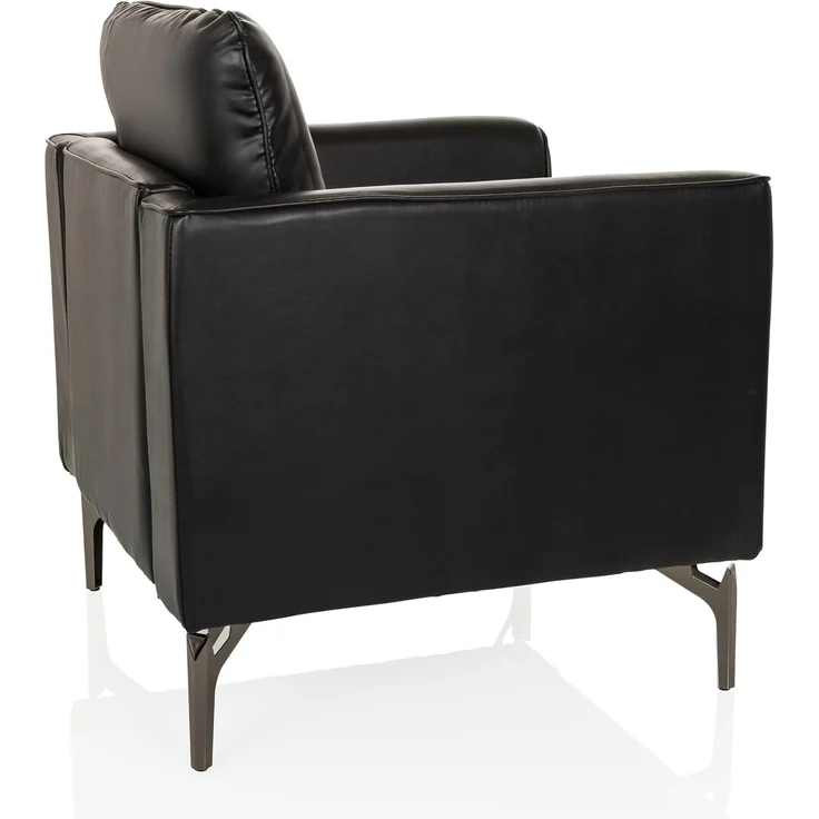 hjh OFFICE Loungesessel 1-Sitzer BAVERO Kunstleder Polsterstuhl Sessel für Wohnzimmer Bar Empfangsbereich, Relaxsessel gepolstert, Schwarz – Bild 5