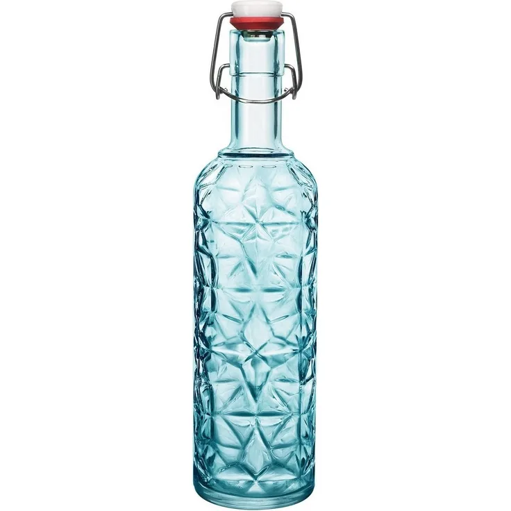 Glas Flasche Oriente 1L hellblau mit Bügelverschluss
