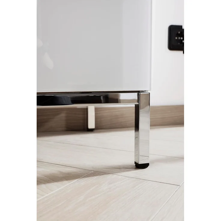 Rauch Möbel Flipp, Nachttisch für Schlafzimmer, Flur, Garderobe, 2-türig, 5 Schubladen, mit Softclose-Funktion, Griffe und Metallkufe Chrom, Farbe Glas Basalt, Schwarz, Breite 180 cm – Bild 10