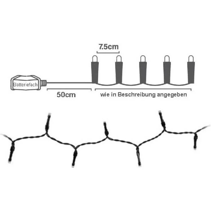 mucHome LED-Lichterkette 1,8-14,5 Meter warmweiß Batterie 8 Funktionen inkl. 6-Std Timer – Bild 3