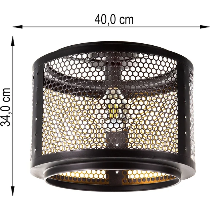 Smart LED Deckenlampe Schlafzimmerleuchte, Gitterschirm gold schwarz – Bild 8