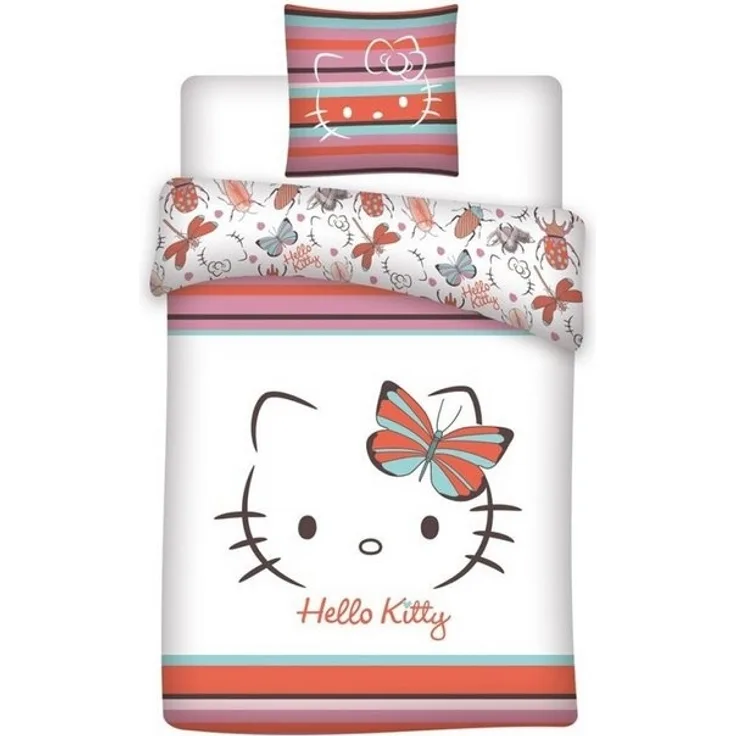 Hello Kitty Bettwäsche Hello Kitty Mädchen Kinder Bettwäsche 2tlg. Set, 2 teilig, Bettbezug: 135–140 x 200 cm Kissenbezug: 65 x 65 cm