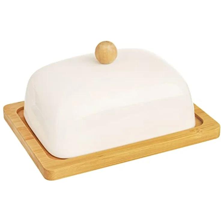 Orion Orion Butterdose aus Porzellan, Bambus-Butterdose, 13 x 8,5 x 16 cm – Bild 2