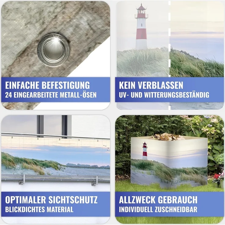 Maximex Balkon-Sichtschutz NORDSEEKÜSTE, Glasfaserverstärkte Balkonsichtschutzfolie, UV- und witterungsbeständig, Zuschneidbar, 5 m x 85 cm – Bild 8