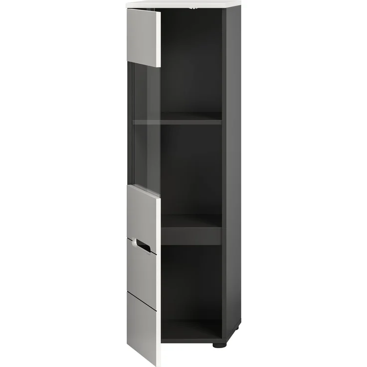 Vitrine (B/H/T: 36x125x33 cm) in weiß Nachbildung – Bild 3
