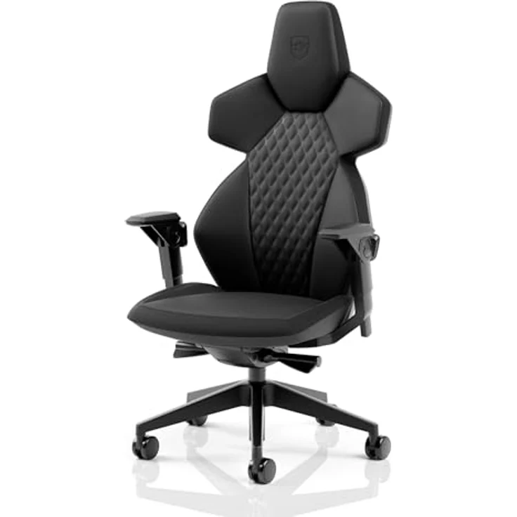 noblechairs DAWN Gaming Stuhl, ergonomischer Schwarz Kunstlederstuhl mit Synchronmechanik und klapp- und höhenverstellbaren Armlehnen – Bild 1