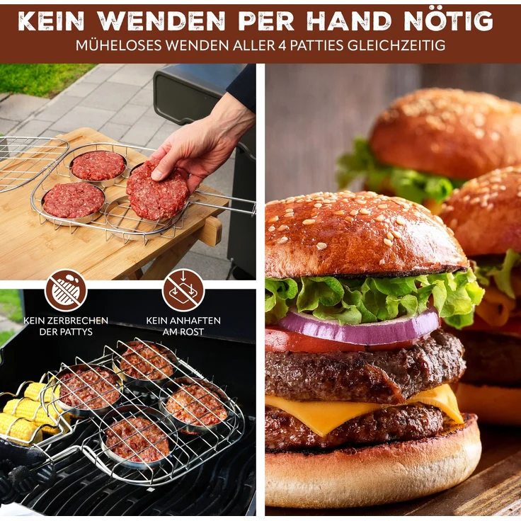 bremermann Grillguthalter Burger-Grillhalter für 4 Burger Patties // ca. 57 x 26 cm – Bild 3