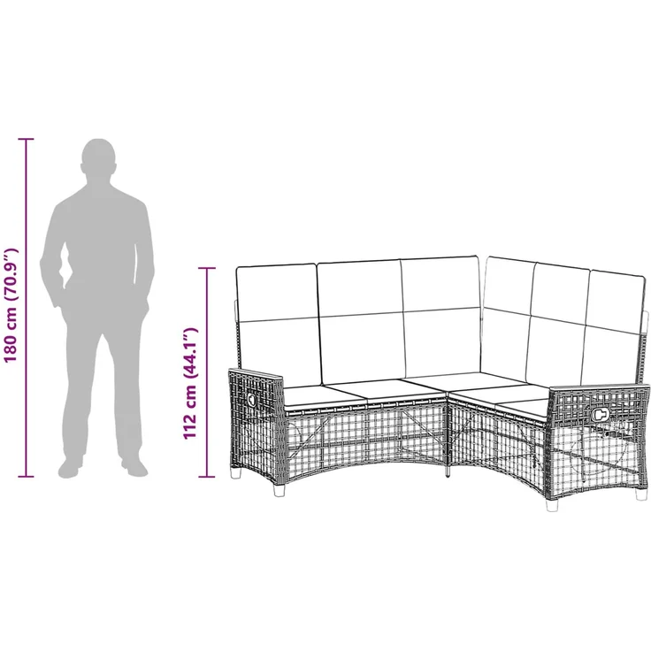 vidaXL Garten Liegesofa Set Schwarz und Türkis 164 x 164 x 112 cm 42026828 – Bild 12