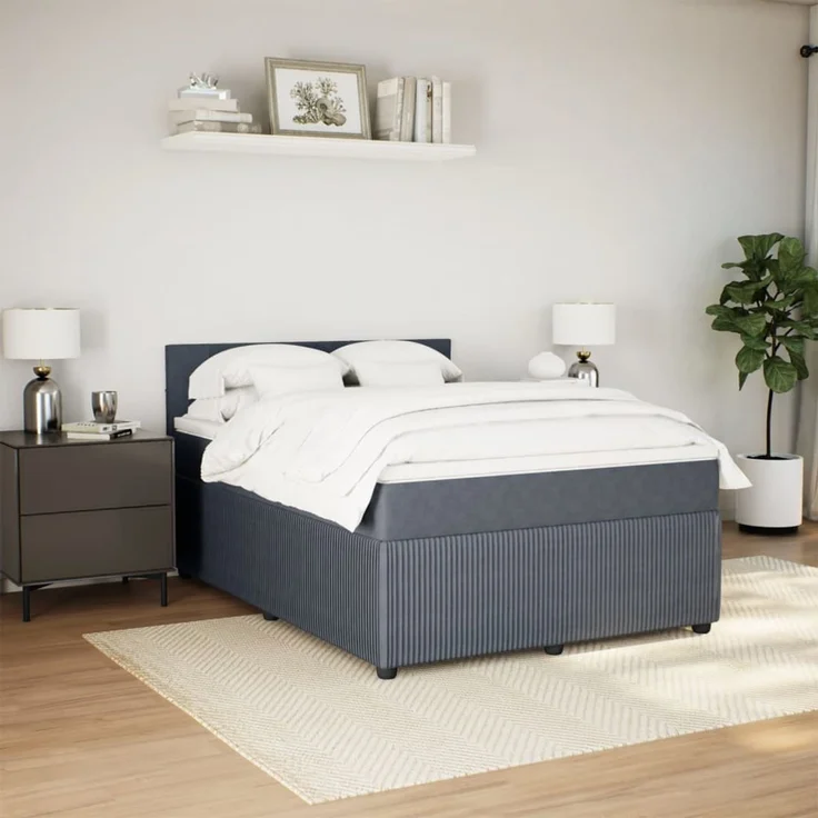 vidaXL Boxspringbett mit Matratze Dunkelgrau 160x200 cm Samt 3287783 – Bild 3