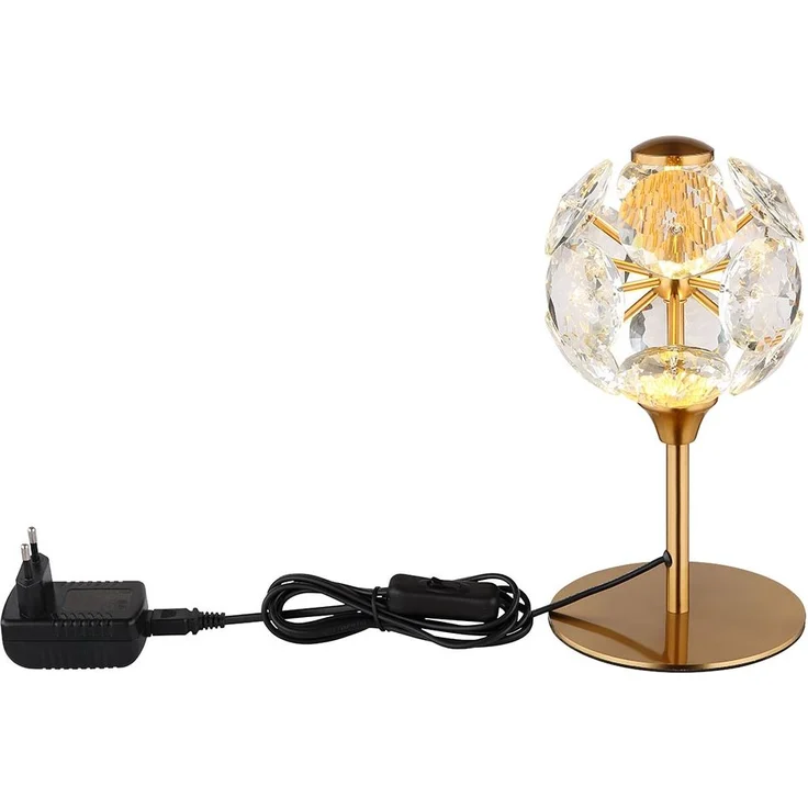 LED Tischleuchte, gold, Kristalle klar, H 26,5 cm – Bild 7