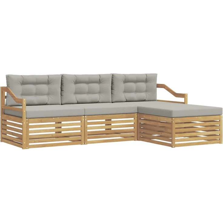 vidaXL Outdoor-Sofagarnitur 4 stk. 4-Sitzer Weiß und Hellgrau 3390301 – Bild 2