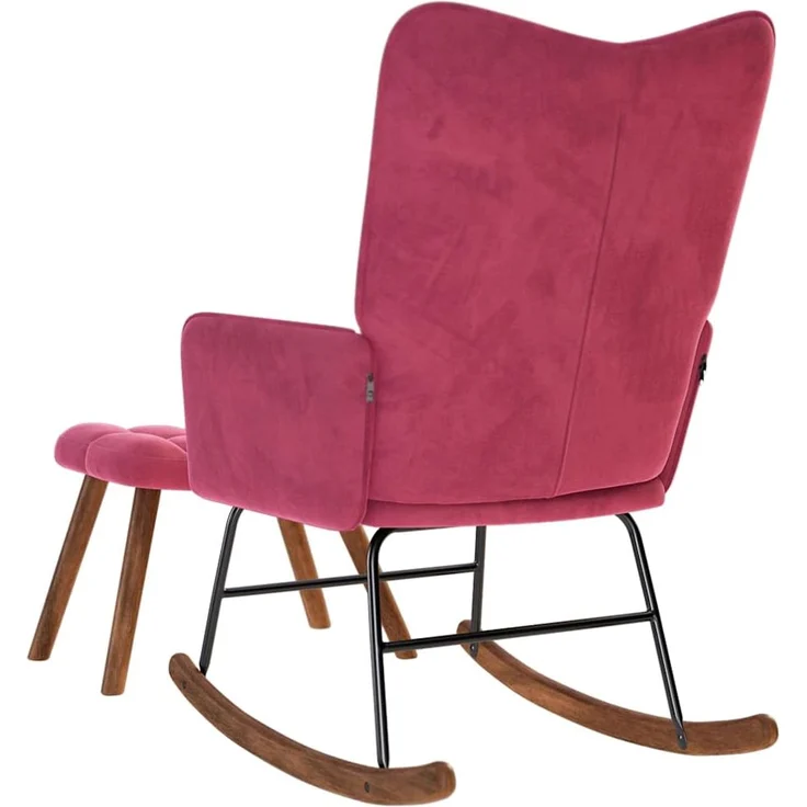 vidaXL Schaukelstuhl mit Hocker Weinroter Samt 4016848 – Bild 7
