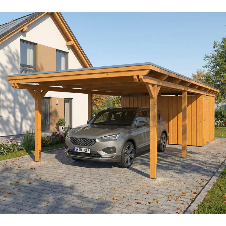 Skan Holz Emsland | Holz Carport mit Schuppen |