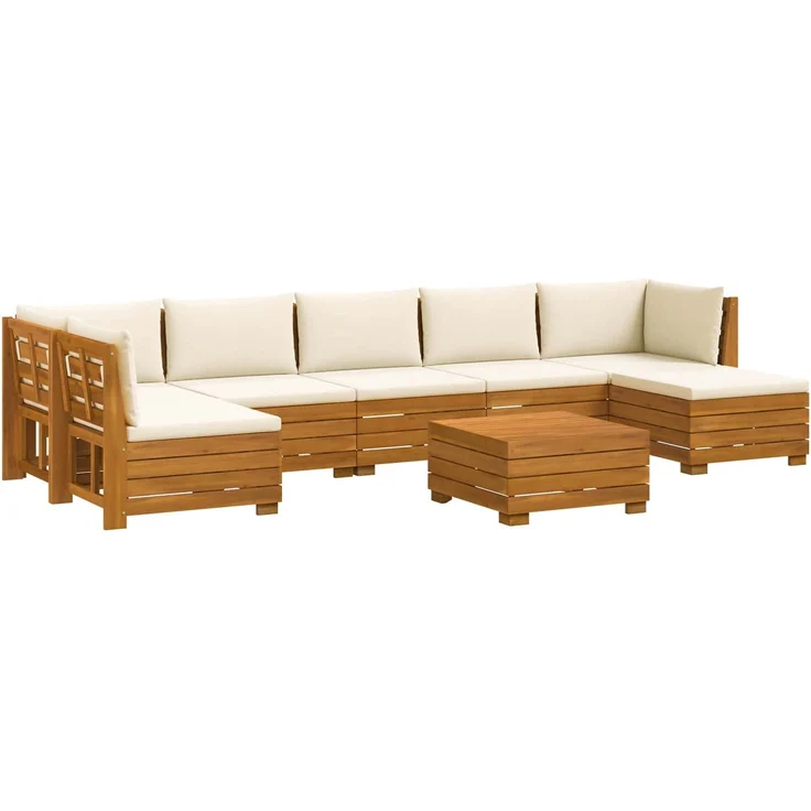 vidaXL Outdoor-Sofagarnitur mit Kissen 8 Stück Braun Massivholz Akazie 3403098 – Bild 2