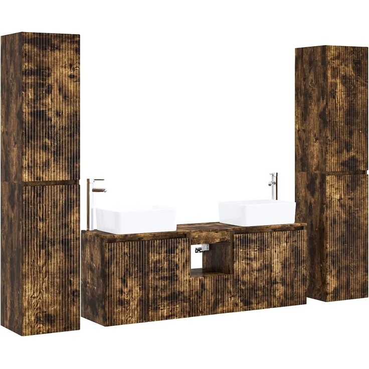 vidaXL Badezimmerschrank-Set 5 stk. Geräucherte Eiche 3406038 – Bild 2