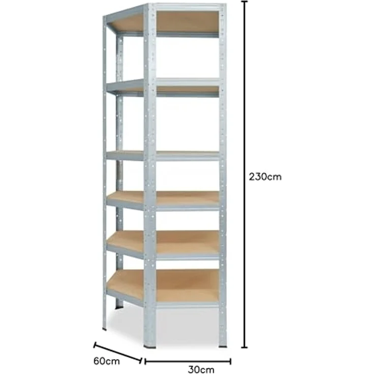 shelfplaza HOME 230x60x30 cm Eckregal in grau-verzinkt mit 6 Böden und 145 kg Traglast pro Boden – Bild 2