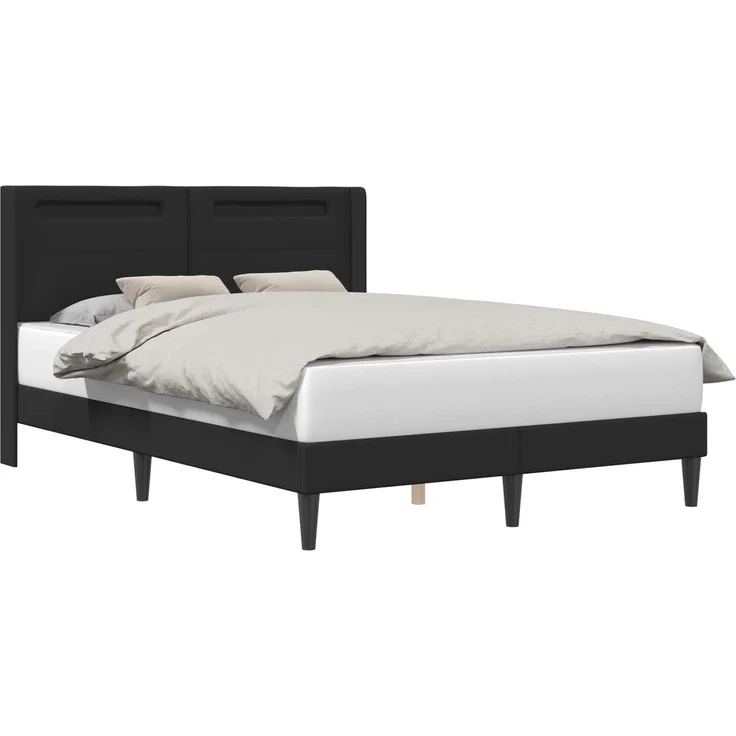 vidaXL Bettrahmen mit LED-Lichtleisten Schwarz 120x190 cm Kunstleder 42027973 – Bild 3