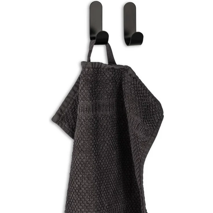 SEBSON Handtuchhalter Wandhaken Schwarz Edelstahl - 6x Klebehaken Bad, Küche, Garderobe – Bild 3
