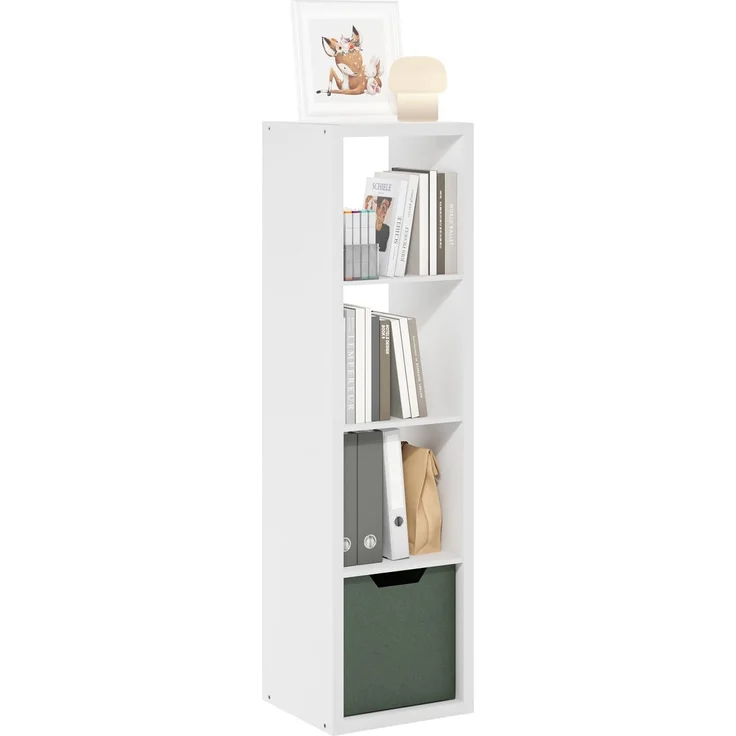 Furinno Cubicle Open Back Dekorativer Vertikalwürfel-Aufbewahrungsorganisator, 4 Würfel, Weiß