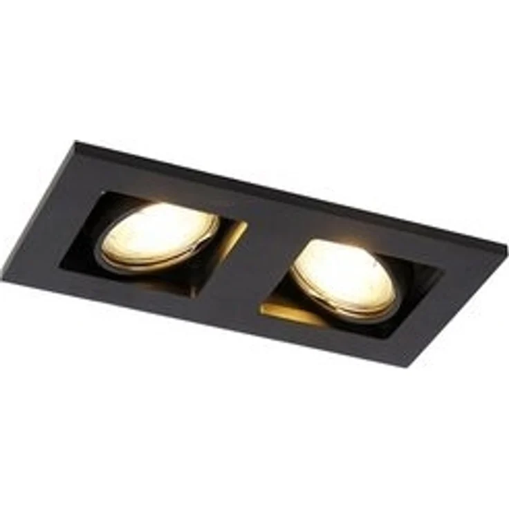 Qazqa LED Einbaustrahler Qure, ohne Leuchtmittel, GU10, Schwarz, Modern, Aluminium, 2-flammig – Bild 6