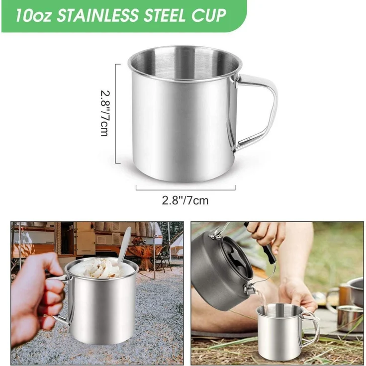 Campingbesteck Edelstahl Klappbesteck Set Teller Tasse 2 Personen – Bild 8