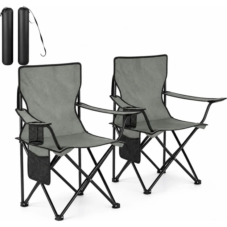 Campingstuhl 76x47x80,5 cm, 2 Stück, klappbar, Dunkelgrau – Bild 9