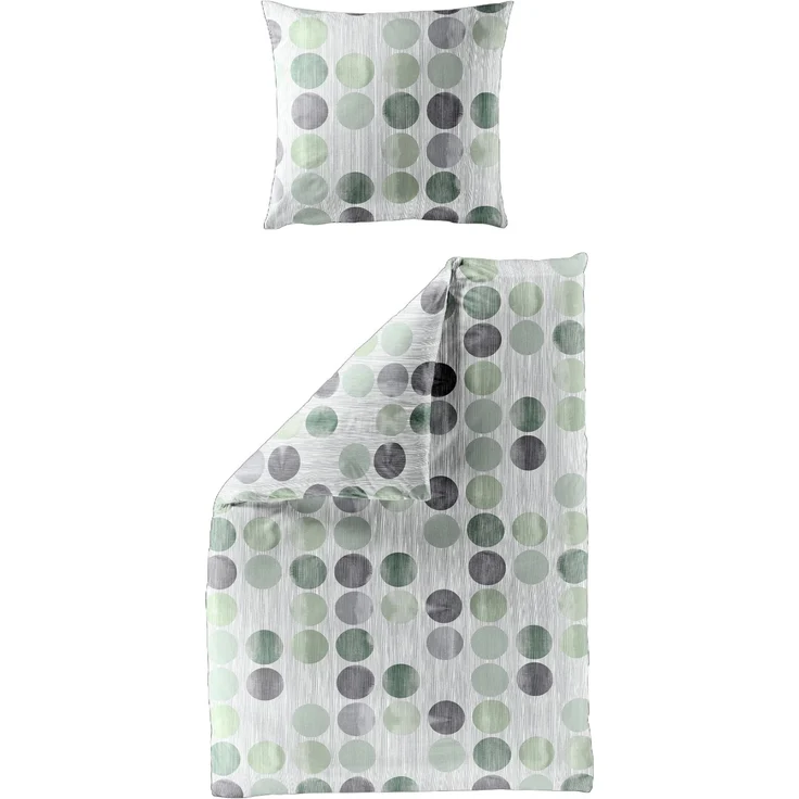 Bettwäsche Bierbaum Biber 4153-30 grün Kreise Dots 135x200 – Bild 2