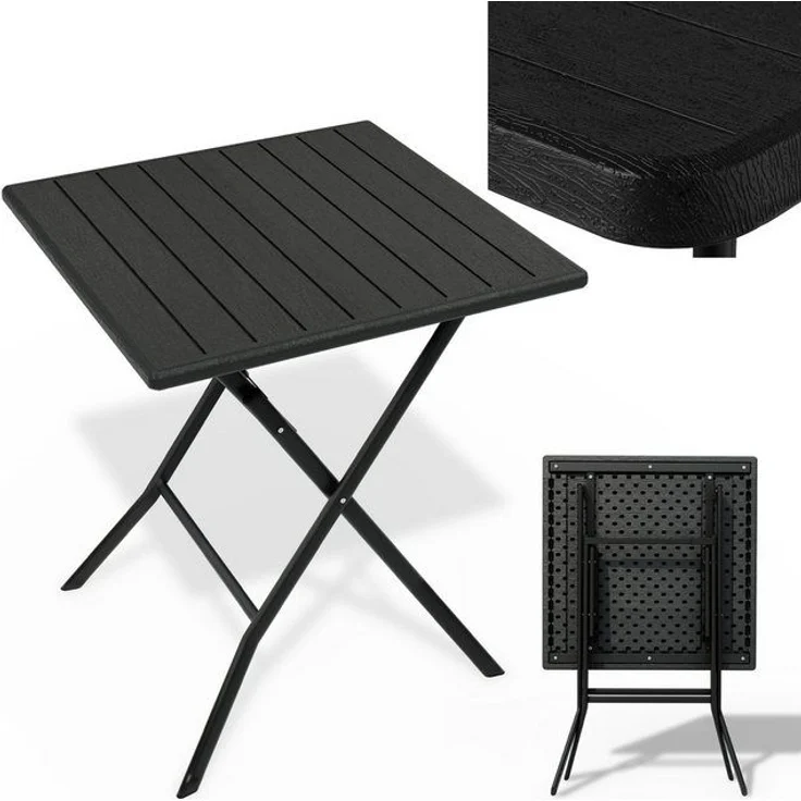 Onbest Klapptisch Balkontisch mit Holzoptik klappbar, 61x74x56cm (B x H x T), Stahlgestell, bis 80 kg – Bild 4