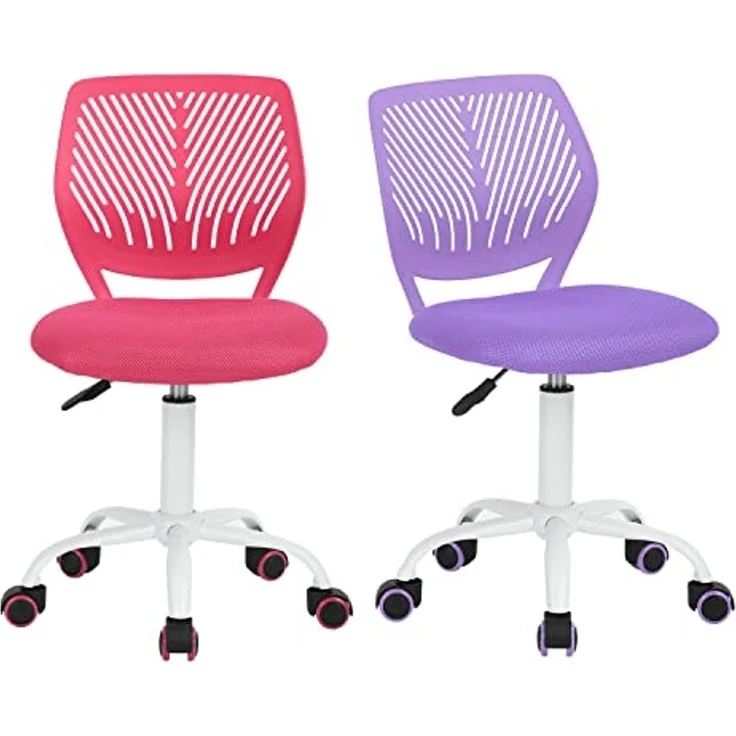 FurnitureR 2 Stück Home Office Stuhl, ergonomisch, verstellbar, Höhe Swivel Rolling, Computer-Bürostuhl, für Zuhause, Büro und Studium, Metall, Pink Purple, 38.5CM x40CM x75-87CM – Bild 1
