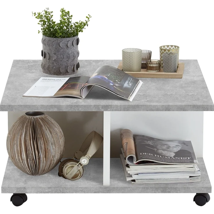 Couchtisch >TWIN 1< in Beton LA-weiß Edelglanz - 70x36x70cm (BxHxT) – Bild 2